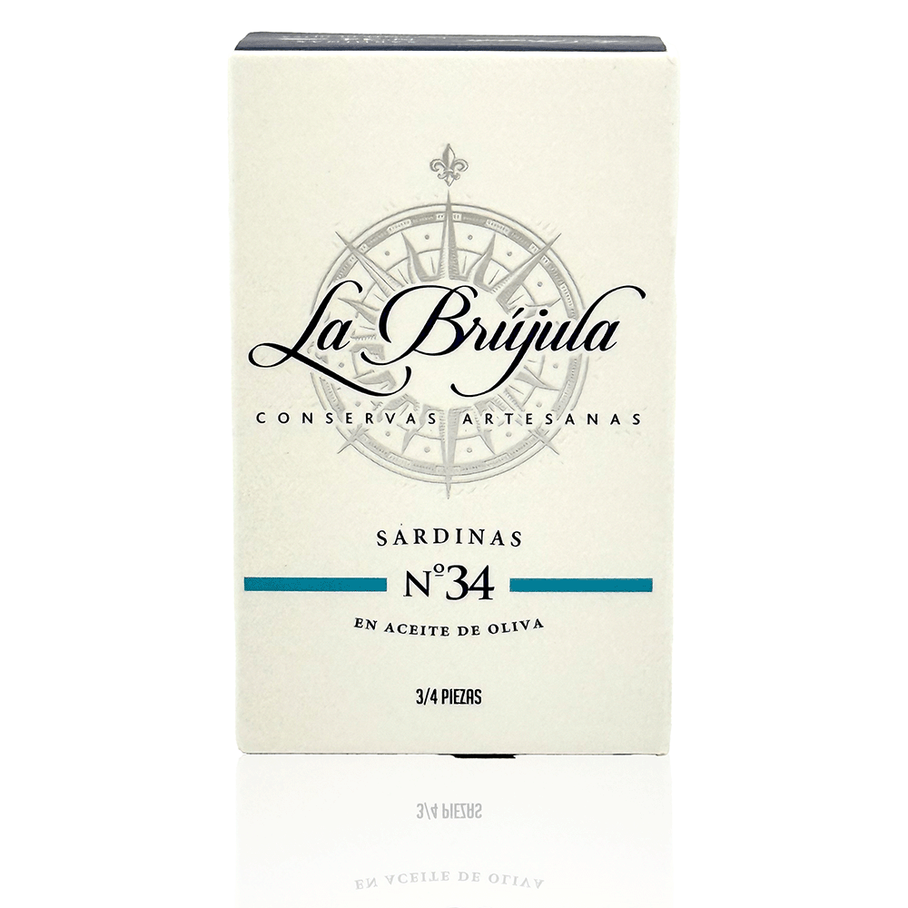 Große Sardinen N°34 (3-4 Stück) in Olivenöl, 115 g, La Brujula
