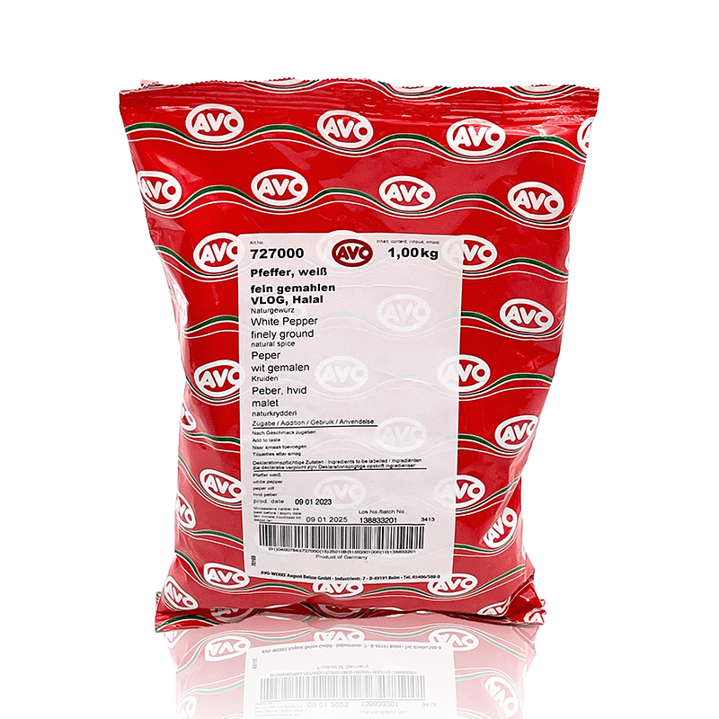Pfeffer weiß fein gemahlen, 1 Kg, AVO
