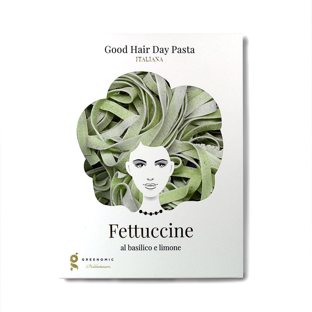 Good Hair Day Pasta, Fettuccine Basilico e Limone, 250 g, Greenomic