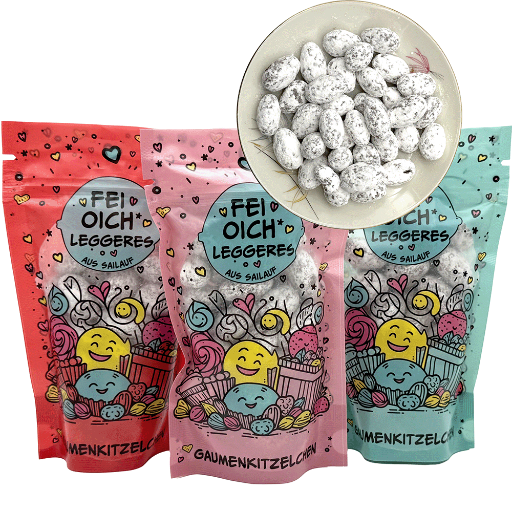Schoko-Schneemandeln 180 g, Gaumenkitzelchen - "Fei Oich Leggeres aus Sailauf"