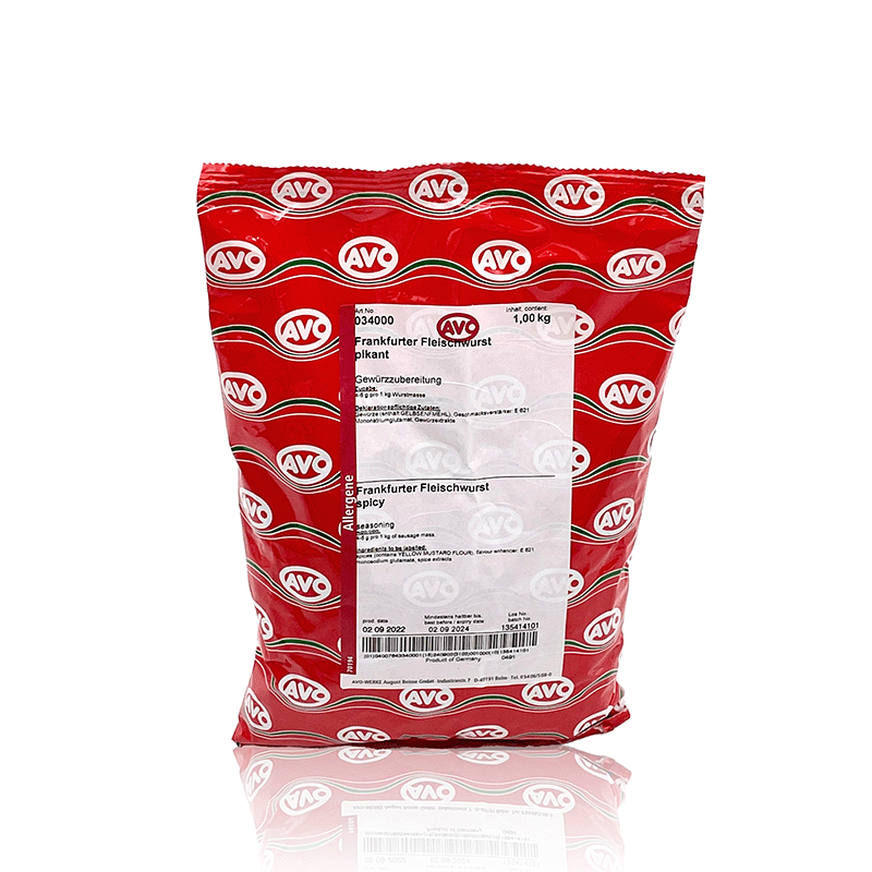 Frankfurter Fleischwurst pikant Gewürzzubereitung 1 Kg, AVO Frankfurter Fleischwurst pikant Gewürzzubereitung 1 Kg, AVO