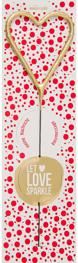 Herz gold "Let love sparkle" Spotlight Wondercandle® classic dot rot