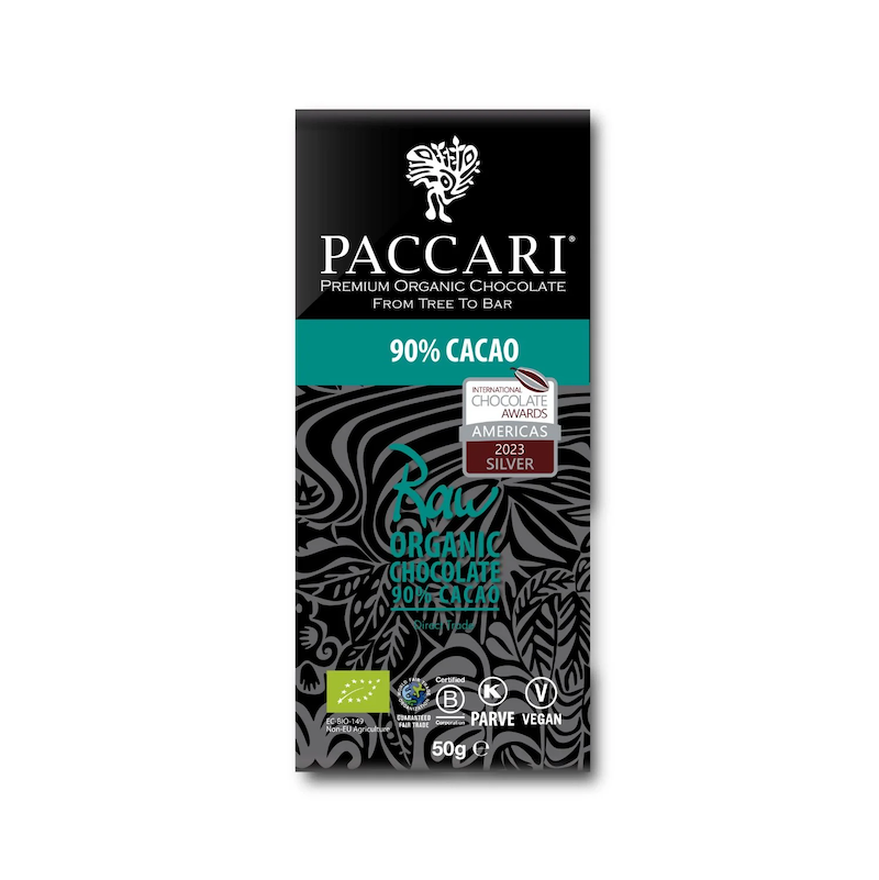 PACCARI Rohe Bio Schokolade 90%, 50 g, Tree to Bar