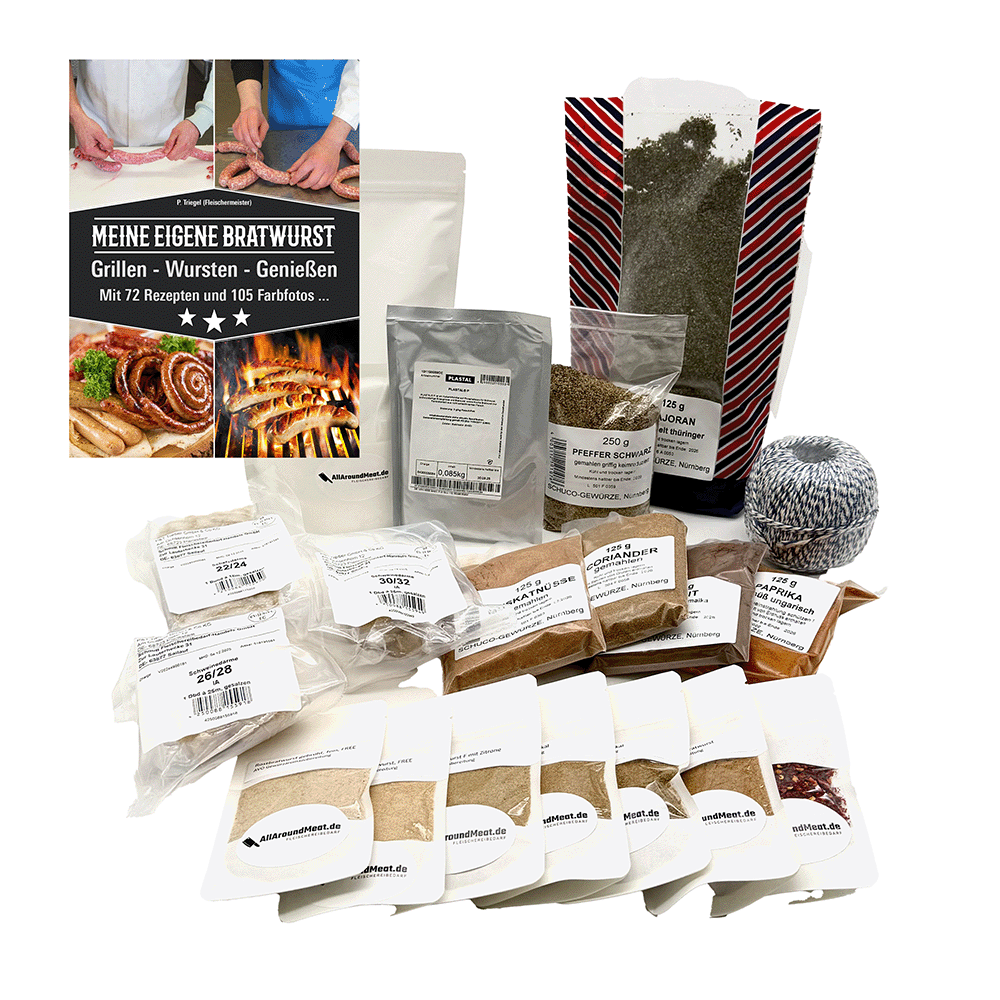 DIY Starterpaket Bratwurst-Gaudi mit Naturdarm und AVO Gewürzen DIY Starterpaket Bratwurst-Gaudi mit Naturdarm und AVO Gewürzen