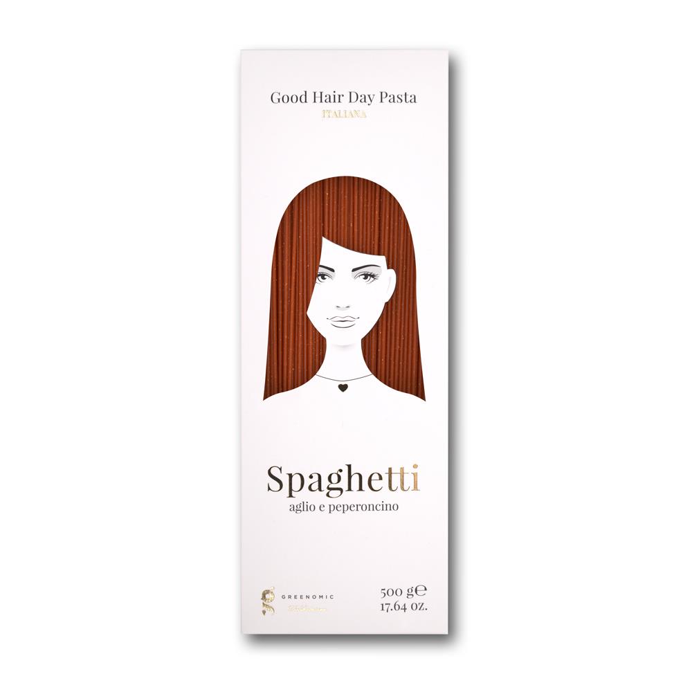 Good Hair Day Pasta, Spaghetti Aglio e Peperocino, 500 g, Greenomic