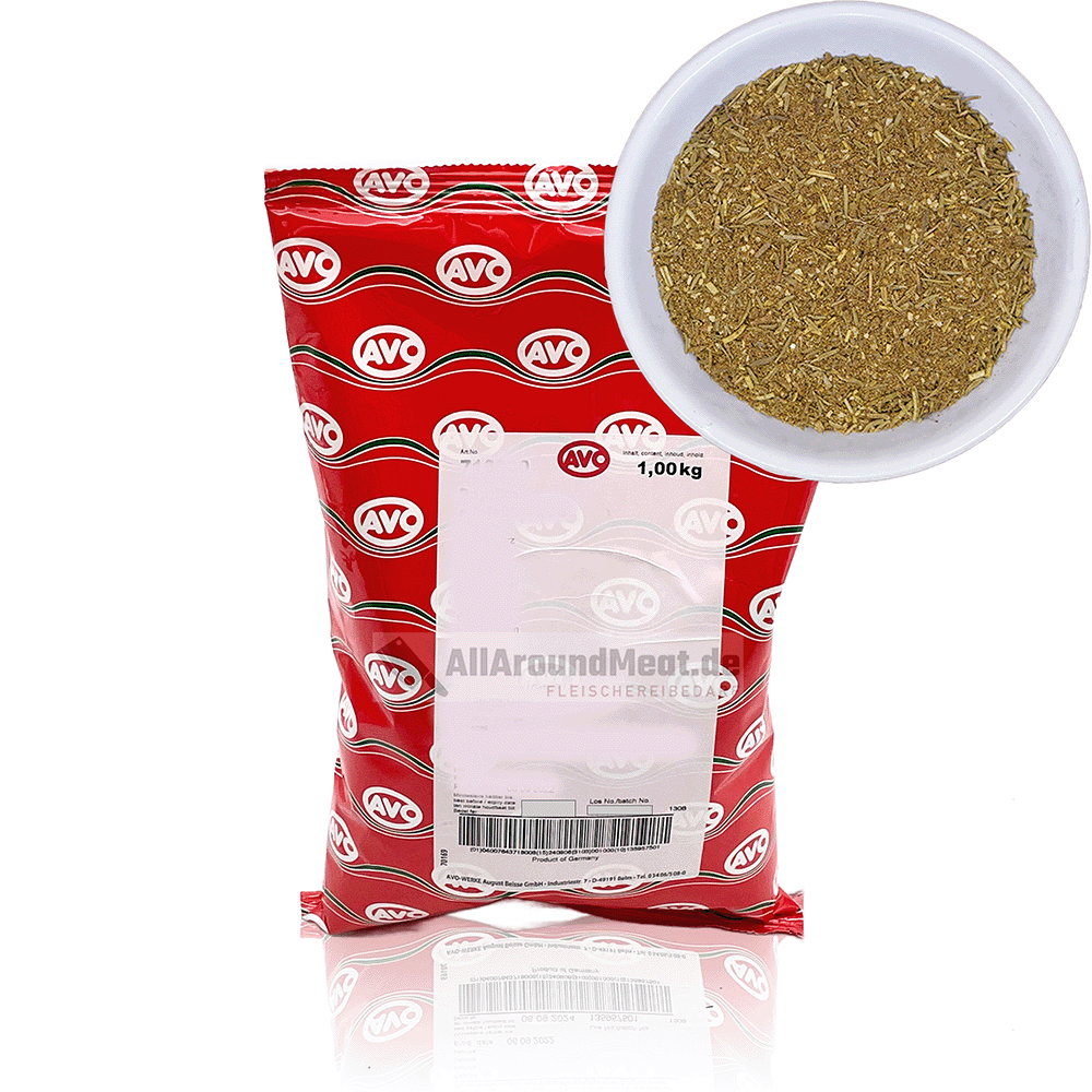 Halali Mix Zusatzwürze für Wildbratwurst, Wildspezialitäten, Rub, Marinade, 1 Kg, AVO Halali Mix Zusatzwürze für Wildbratwurst, Wildspezialitäten, Rub, Marinade, 1 Kg, AVO