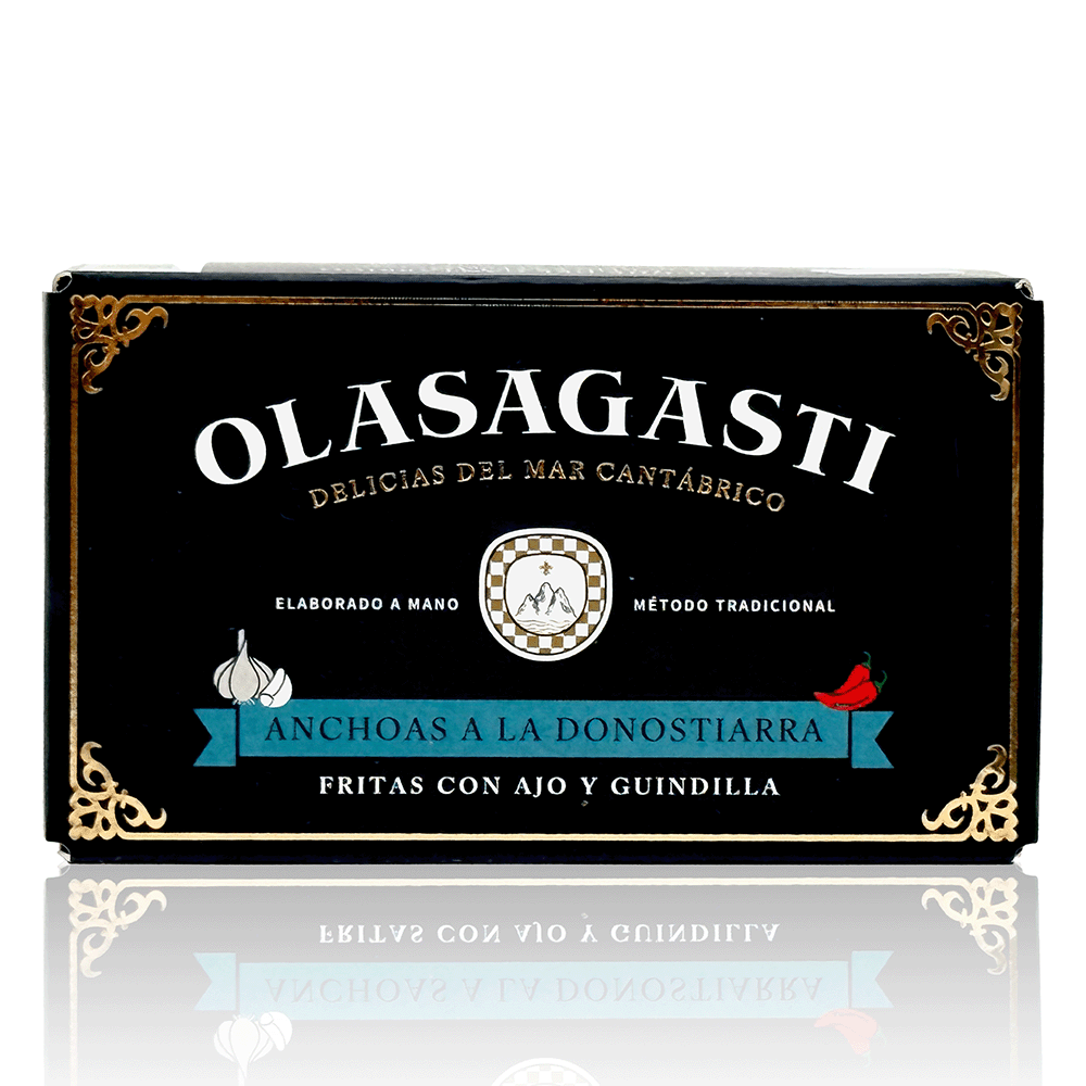 Gebratene Sardellen pikant mit Knoblauch u. Chili, 120 g, Olasagasti