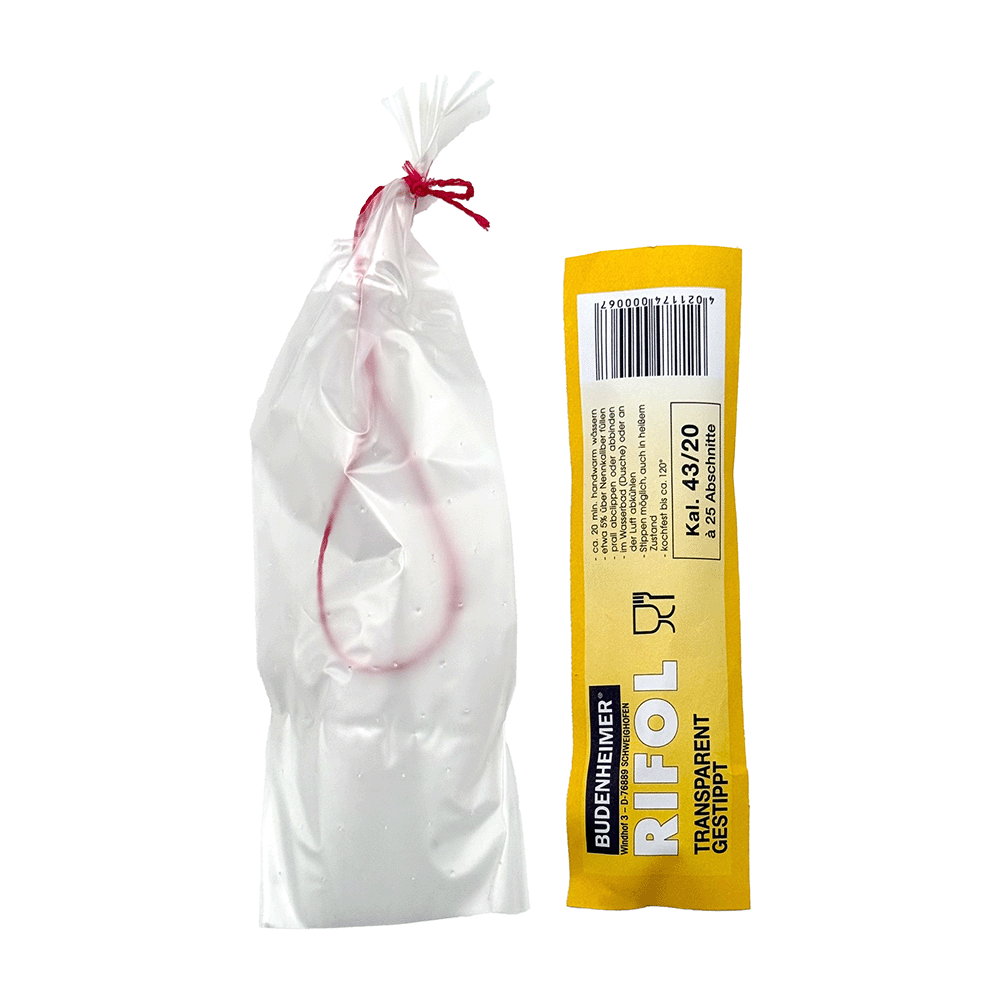 Budenheimer Rifol transparent, 43/20 gestippt, 25 Stück pro Bund, Kunstdarm