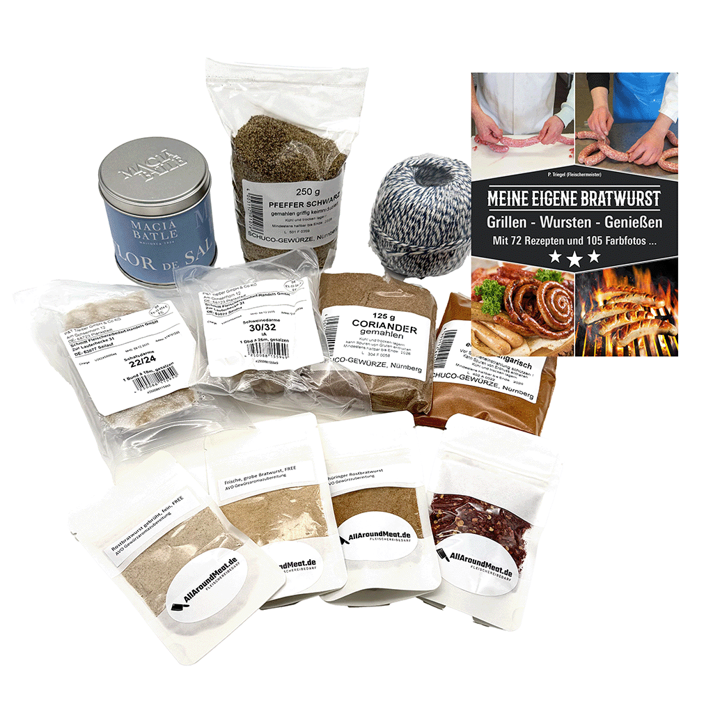 DIY Starterpaket Bratwurst-Free mit Naturdarm und AVO Gewürzen DIY Starterpaket Bratwurst-Free mit Naturdarm und AVO Gewürzen