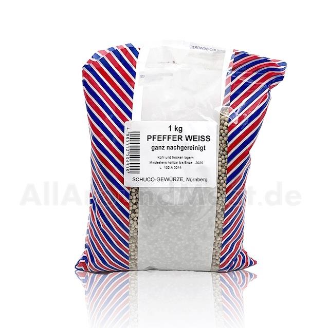Pfeffer weiss, ganz, gereinigt, 1 Kg, Schuco Pfeffer weiss, ganz, gereinigt, 1 Kg, Schuco
