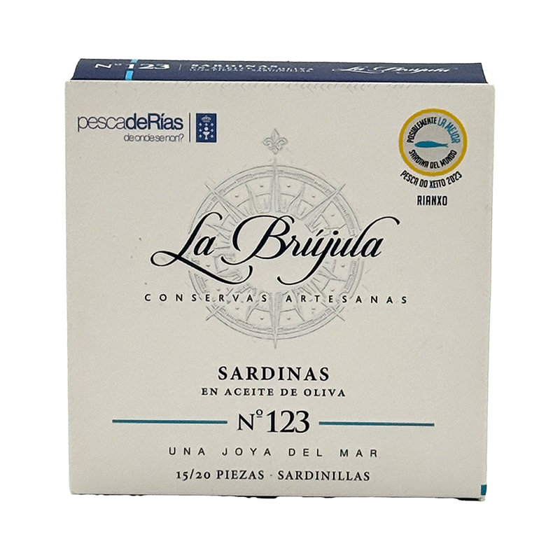 Sardinen N°123 DO XEITO in Olivenöl Jahrgang 2023, 130 g, La Brujula