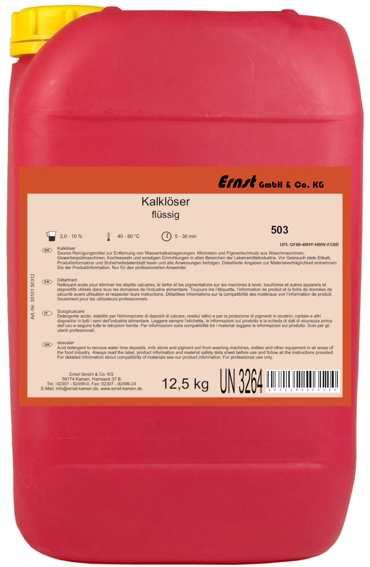 Entkalker für gewerbliche Spülmaschine, flüssig 12,5 Kg Entkalker für gewerbliche Spülmaschine, flüssig 12,5 Kg