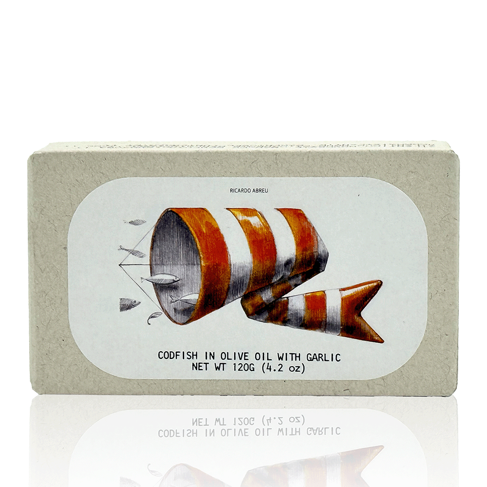 Stockfisch (Bacalhaus) in Olivenöl mit Knoblauch, 120 g, Jose Gourmet