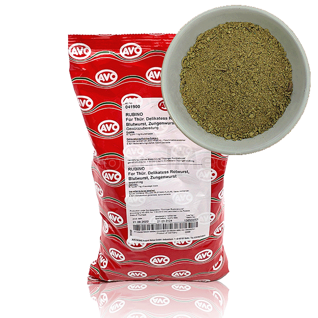 RUBINO für Thüringer Delikatess Rotwurst, Blutwurst, Zungenwurst Gewürzzubereitung 1 Kg, AVO RUBINO für Thüringer Delikatess Rotwurst, Blutwurst, Zungenwurst Gewürzzubereitung 1 Kg, AVO