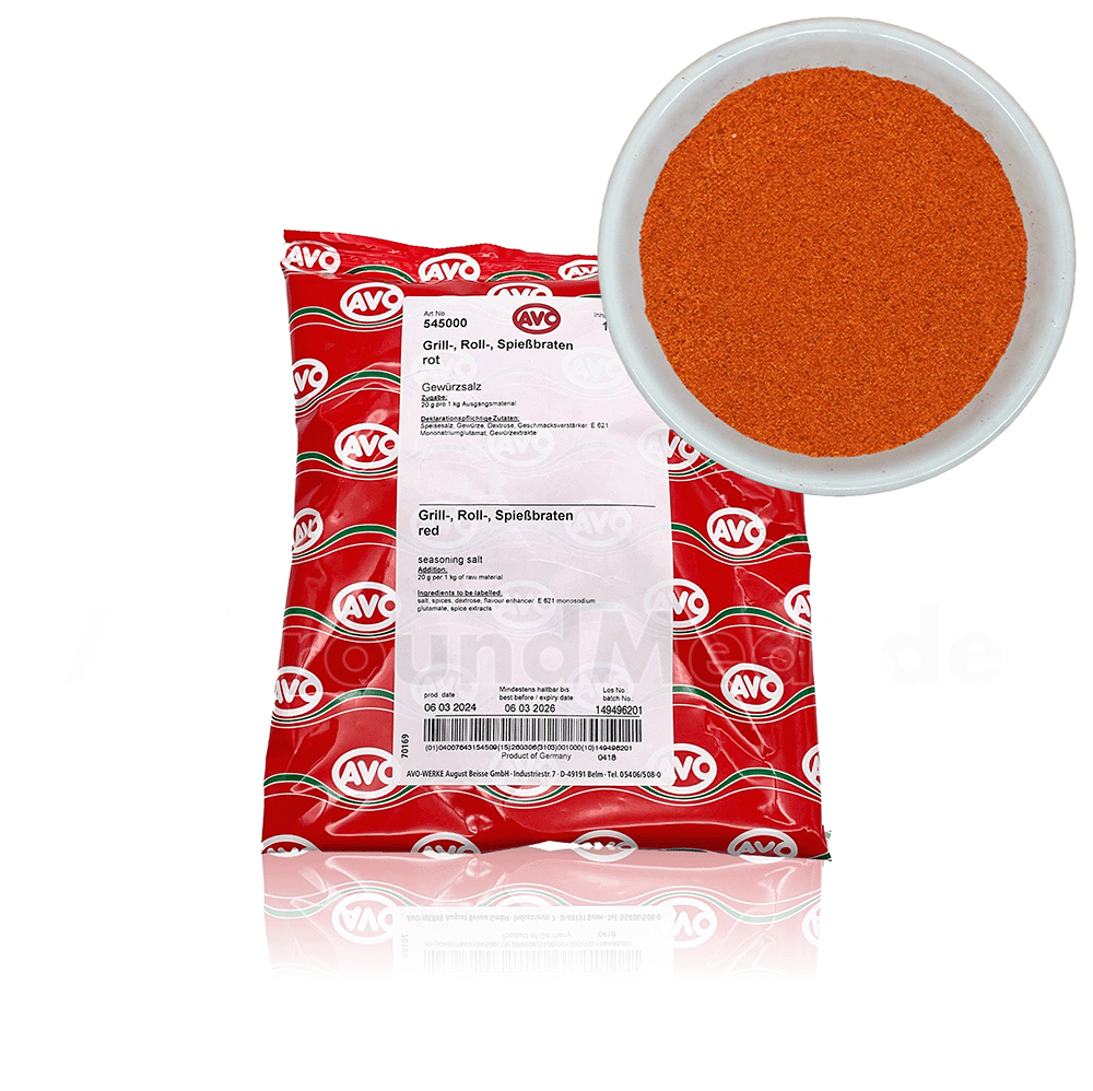 Grill-Roll-Spießbraten rot Gewürzzubereitung, Rub, Marinade, AVO, 1 Kg Grill-Roll-Spießbraten rot Gewürzzubereitung, Rub, Marinade, AVO, 1 Kg