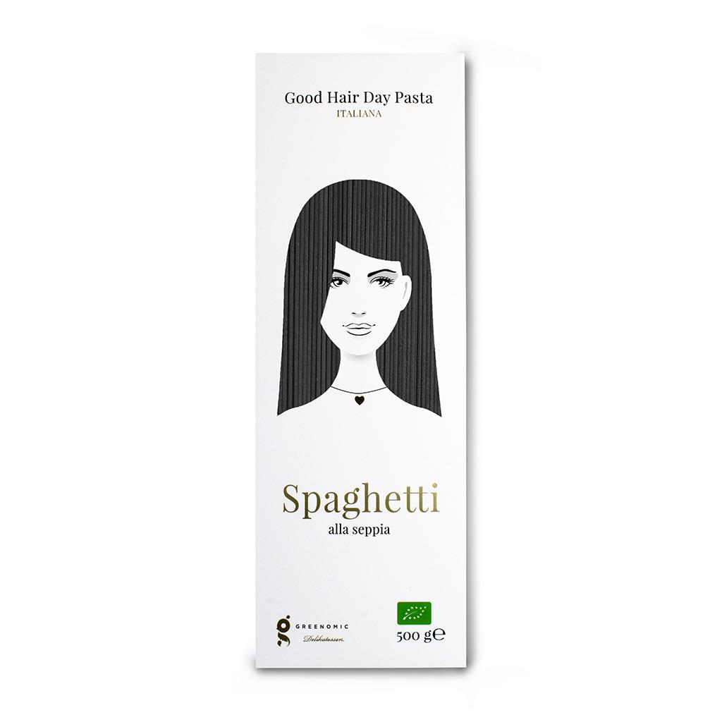 Good Hair Day Pasta, BIO Spaghetti alla Sepia, 500 g, Greenomic