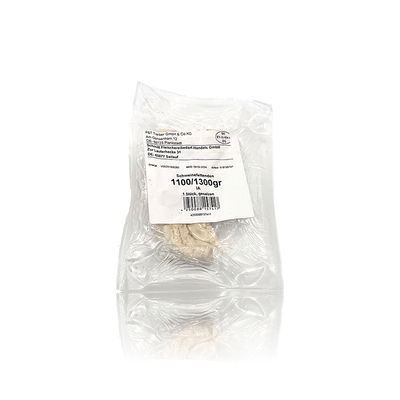 Fettenden / Spießdärme grün-weiß abgebunden, 1 Stück im Beutel 1100/1300 gr. pro St.