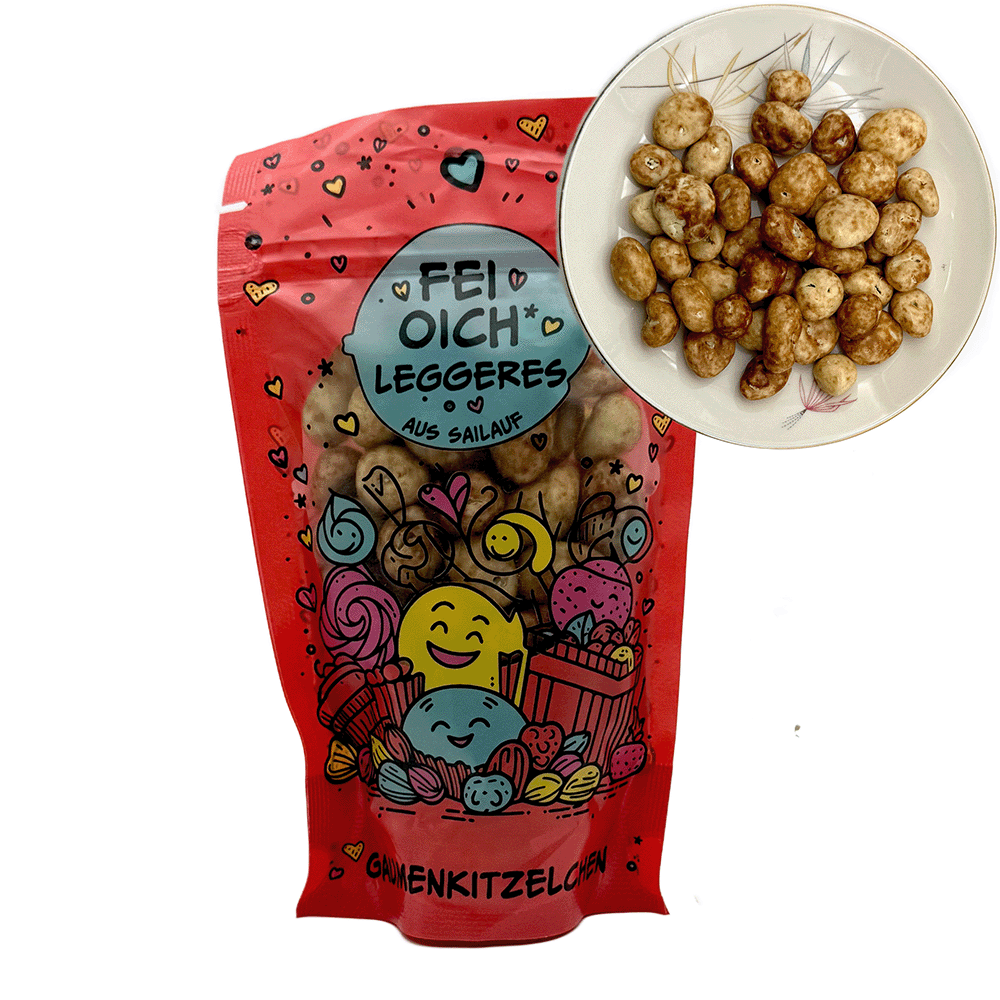 Schoko-Rumrosinen, 180 g, rot, Gaumenkitzelchen - "Fei Oich Leggeres aus Sailauf"