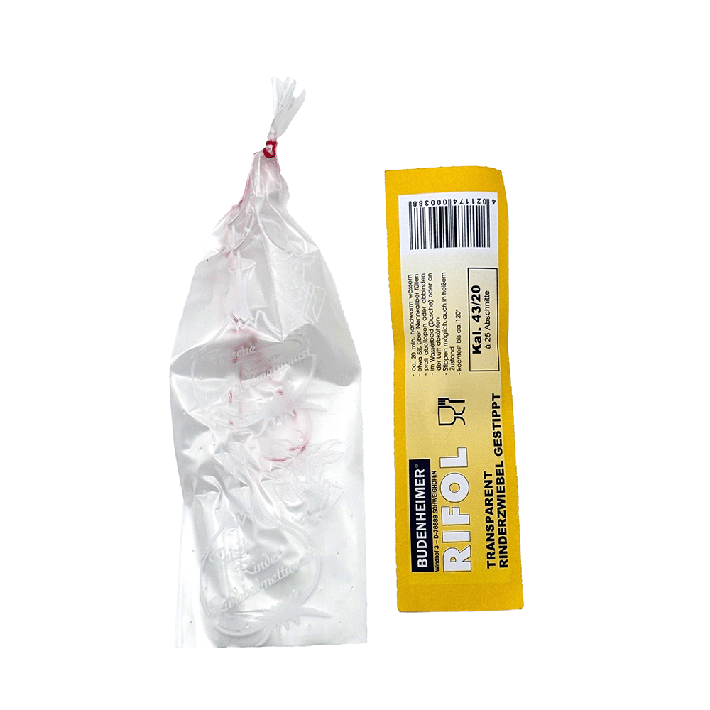 Budenheimer Rifol transparent, Rinder-Zwiebelmettwurst, 43/20 gestippt ...